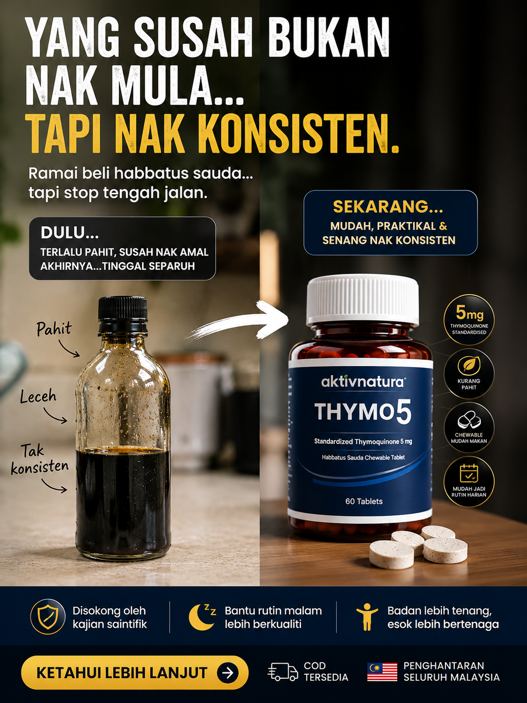 Aktivnatura Thymo5™ — 5mg Thymoquinone Chewable Tablet